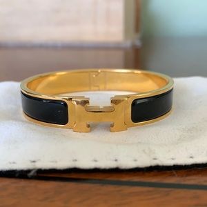 Hermès clic H bracelet black & Gold